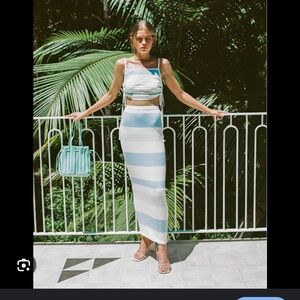 Sabo Skirt Blue and White Striped Maxi Skirt